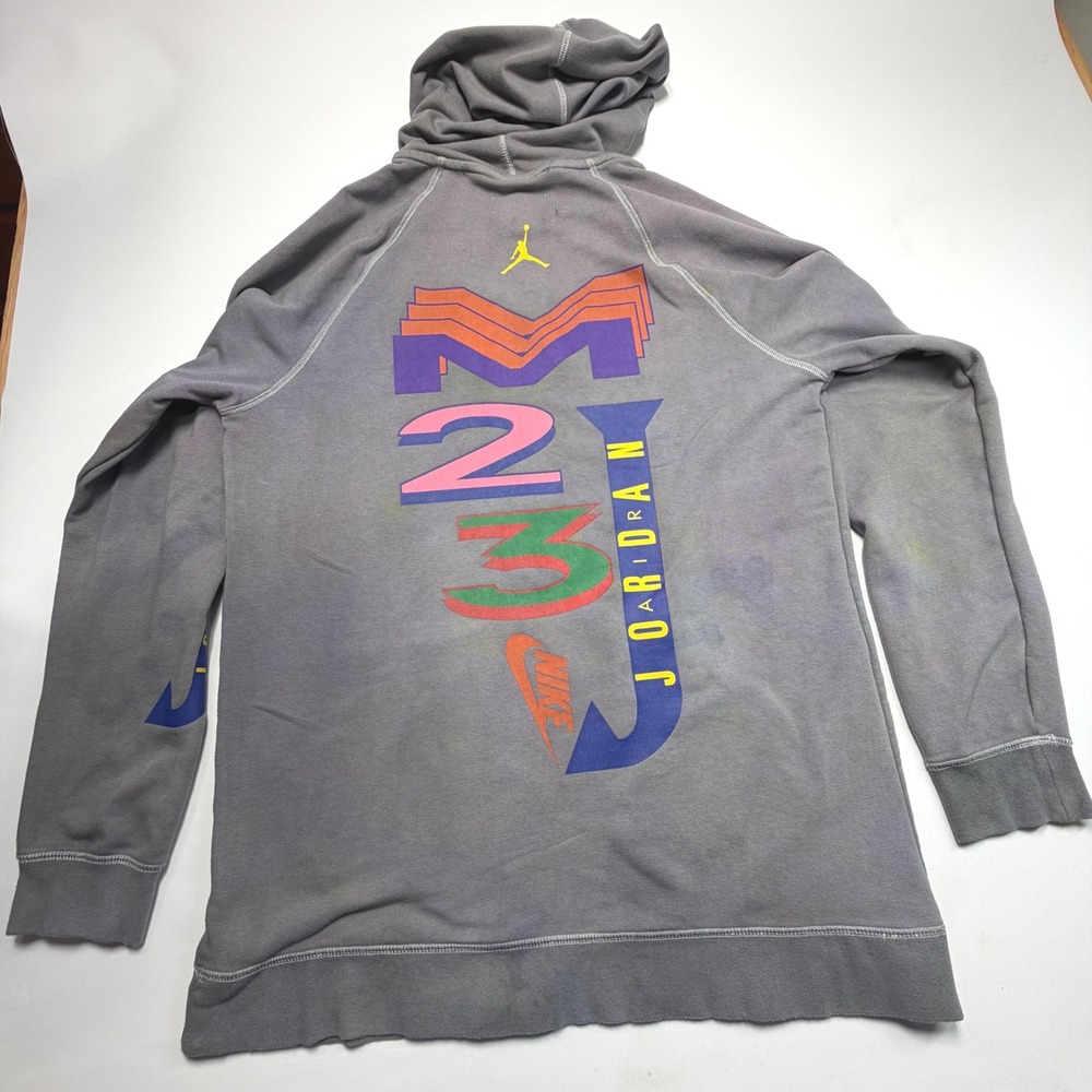 Nike Air Jordan Hoodie Mens XL Gray Graphic Pullover Sweatshirt